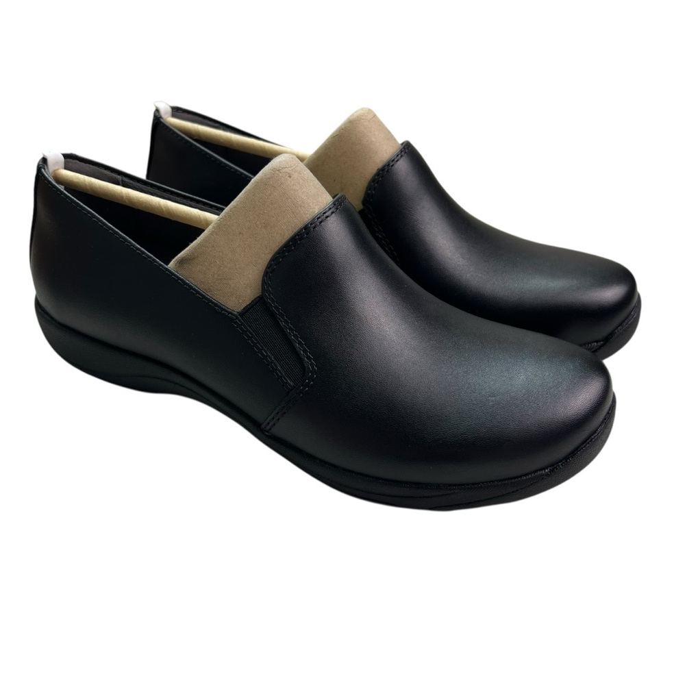 Dansko New Nora Black Leather Slip On Slip Resistant Loafers Size 38 (7.5-8)